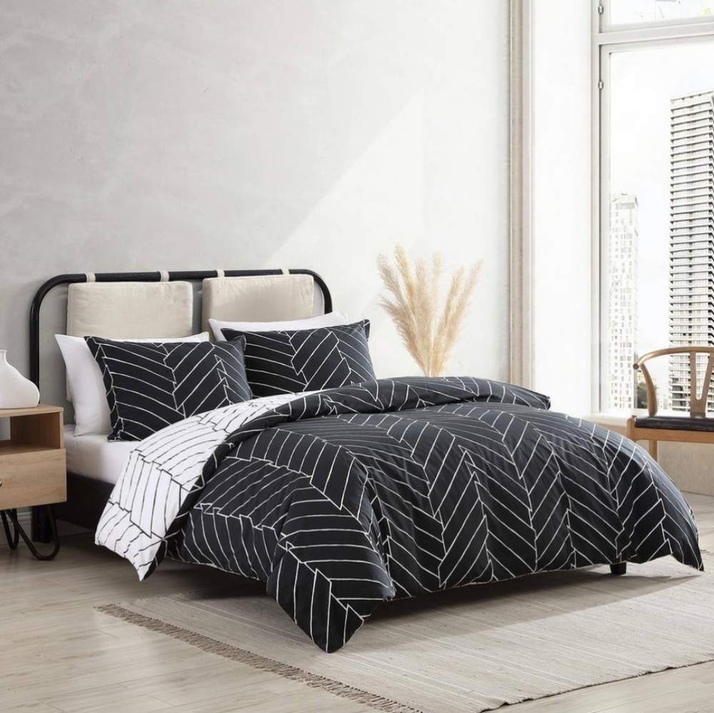 City SceneCeres 3-Piece Black Cotton King Comforter Set